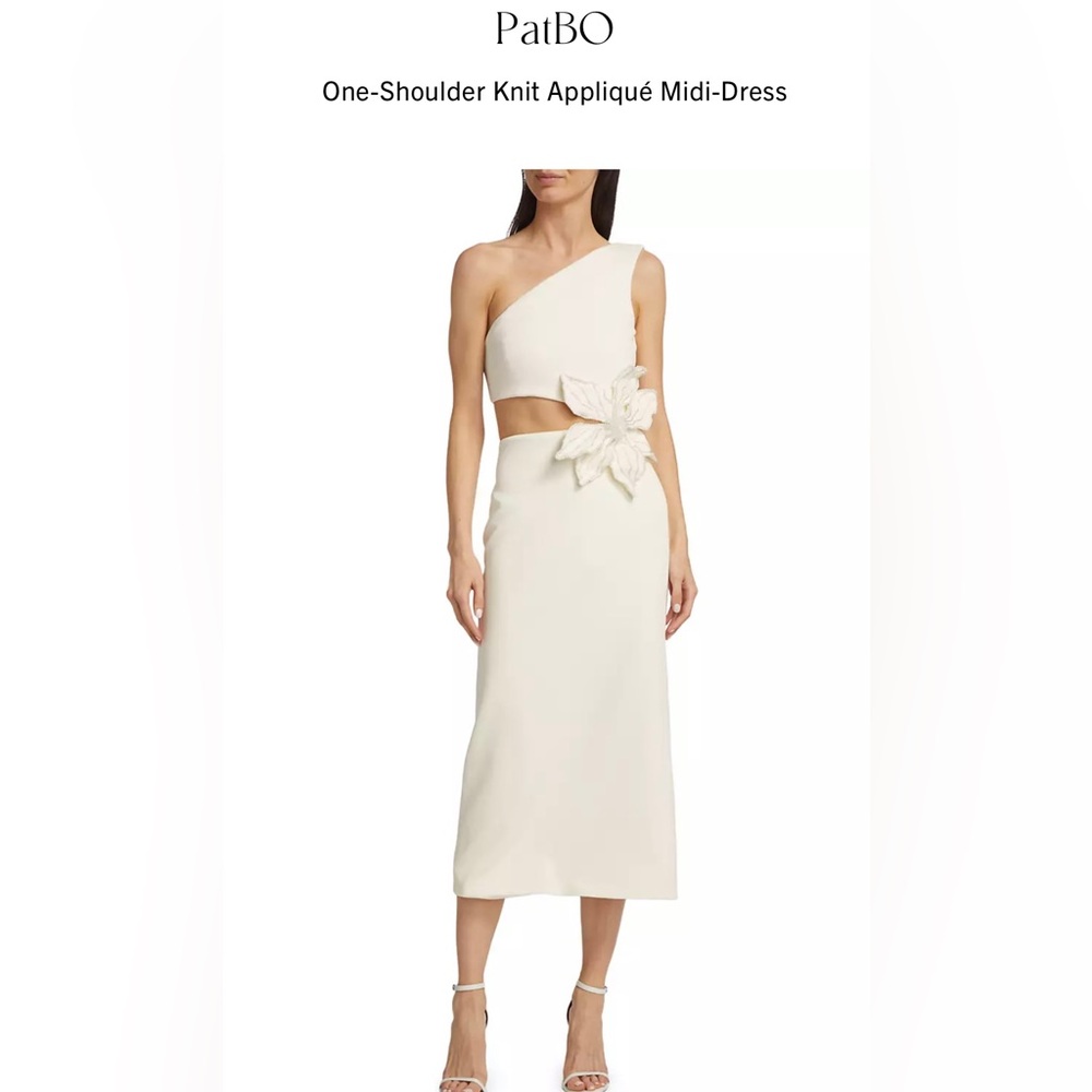 PatBO Authentic Brand New w/original tags 
One-Shoulder Knit Appliqué Midi-Dress